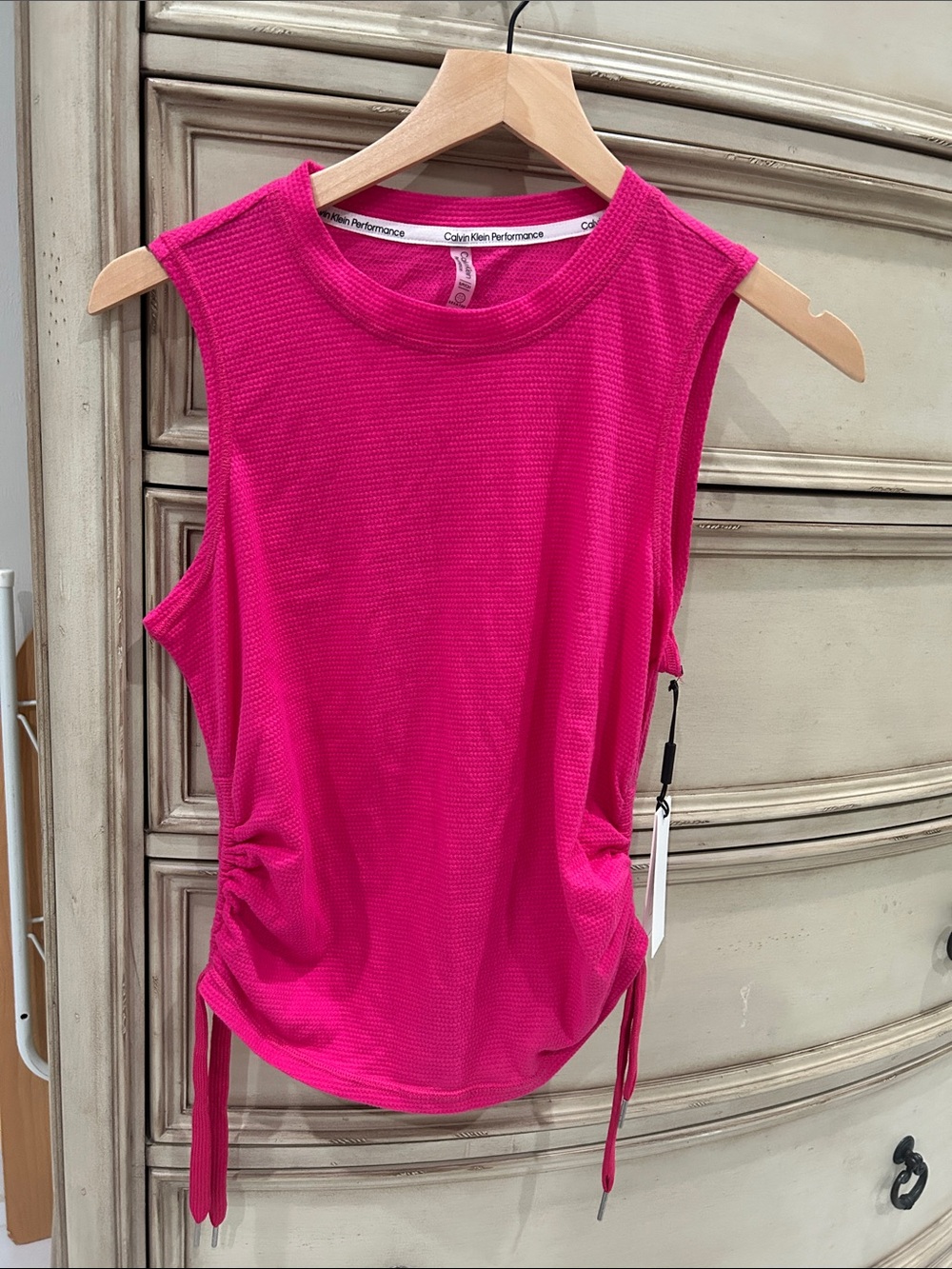 Calvin Klein Performance Hot Pink Side-Ruched Tank